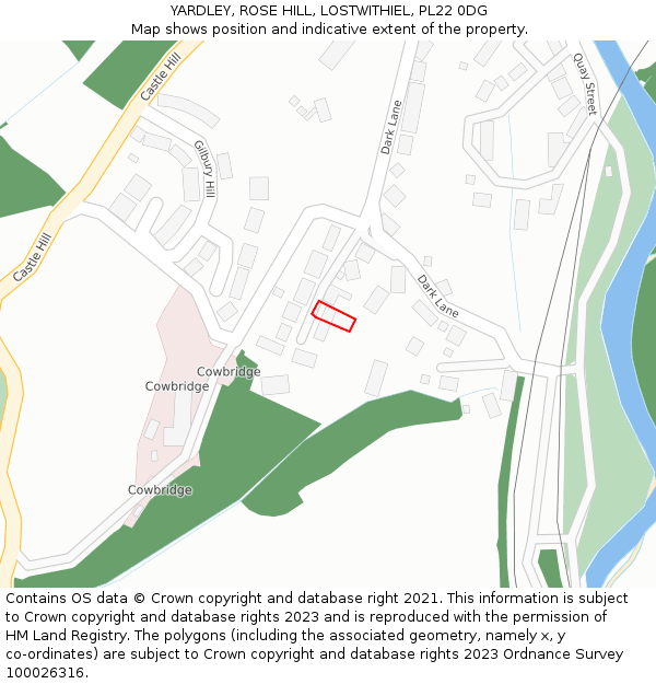 YARDLEY, ROSE HILL, LOSTWITHIEL, PL22 0DG: Location map and indicative extent of plot