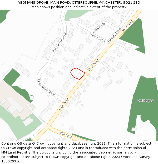 YEOMANS DROVE, MAIN ROAD, OTTERBOURNE, WINCHESTER, SO21 2EQ: Location map and indicative extent of plot