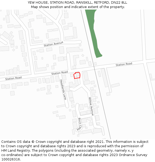 YEW HOUSE, STATION ROAD, RANSKILL, RETFORD, DN22 8LL: Location map and indicative extent of plot