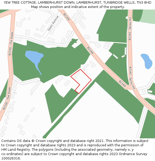 YEW TREE COTTAGE, LAMBERHURST DOWN, LAMBERHURST, TUNBRIDGE WELLS, TN3 8HD: Location map and indicative extent of plot