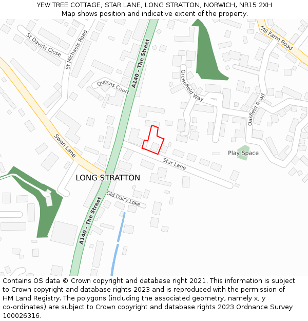 YEW TREE COTTAGE, STAR LANE, LONG STRATTON, NORWICH, NR15 2XH: Location map and indicative extent of plot