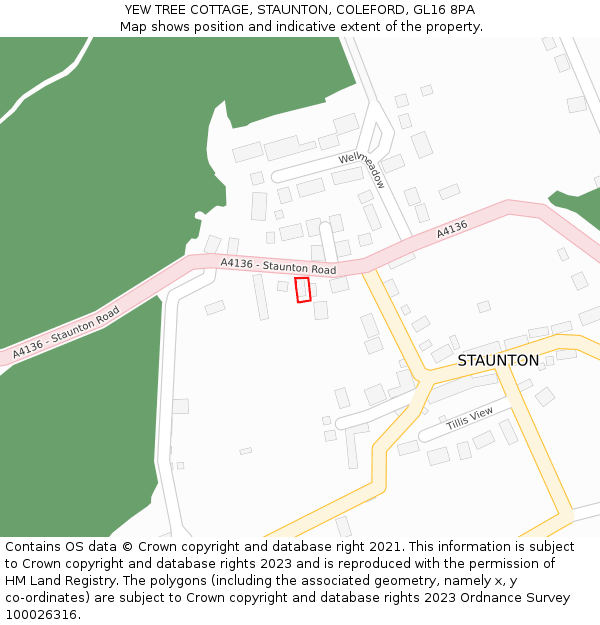 YEW TREE COTTAGE, STAUNTON, COLEFORD, GL16 8PA: Location map and indicative extent of plot