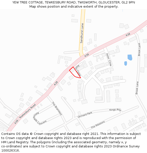 YEW TREE COTTAGE, TEWKESBURY ROAD, TWIGWORTH, GLOUCESTER, GL2 9PN: Location map and indicative extent of plot