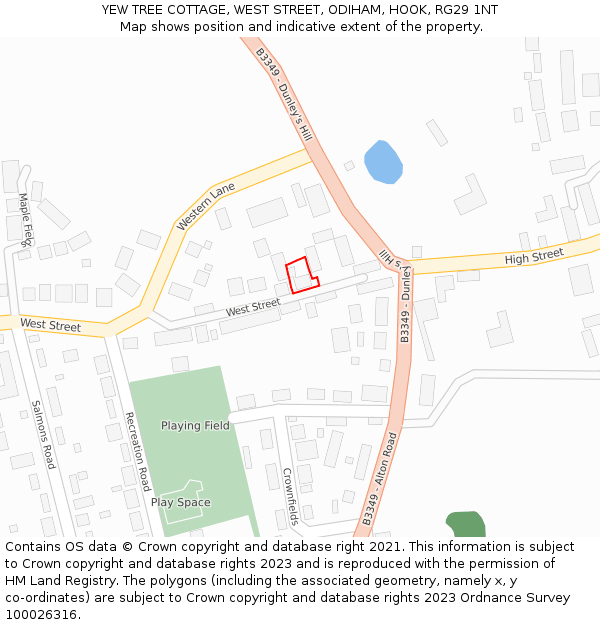 YEW TREE COTTAGE, WEST STREET, ODIHAM, HOOK, RG29 1NT: Location map and indicative extent of plot