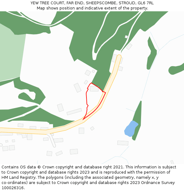 YEW TREE COURT, FAR END, SHEEPSCOMBE, STROUD, GL6 7RL: Location map and indicative extent of plot