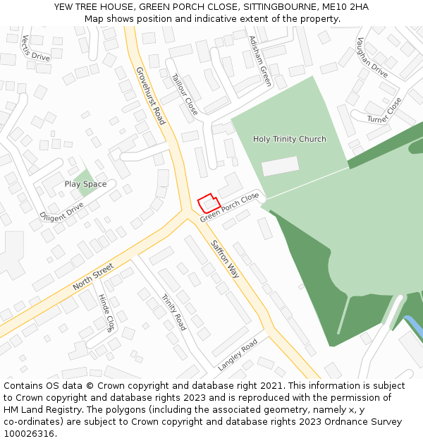 YEW TREE HOUSE, GREEN PORCH CLOSE, SITTINGBOURNE, ME10 2HA: Location map and indicative extent of plot