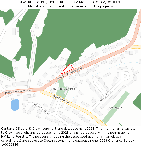 YEW TREE HOUSE, HIGH STREET, HERMITAGE, THATCHAM, RG18 9SR: Location map and indicative extent of plot