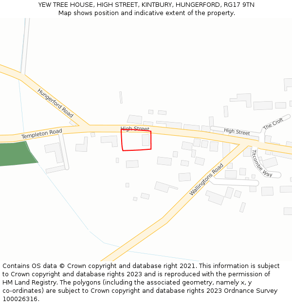 YEW TREE HOUSE, HIGH STREET, KINTBURY, HUNGERFORD, RG17 9TN: Location map and indicative extent of plot
