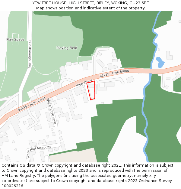 YEW TREE HOUSE, HIGH STREET, RIPLEY, WOKING, GU23 6BE: Location map and indicative extent of plot