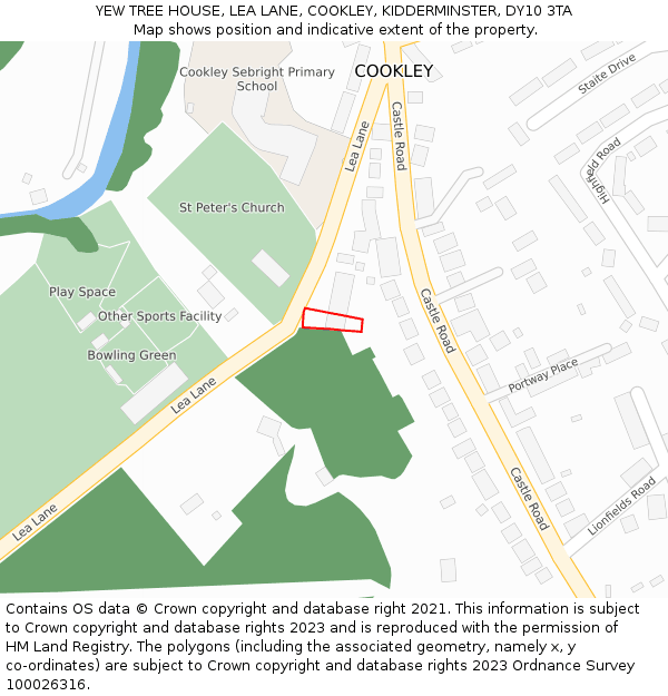 YEW TREE HOUSE, LEA LANE, COOKLEY, KIDDERMINSTER, DY10 3TA: Location map and indicative extent of plot