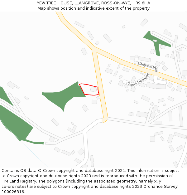 YEW TREE HOUSE, LLANGROVE, ROSS-ON-WYE, HR9 6HA: Location map and indicative extent of plot