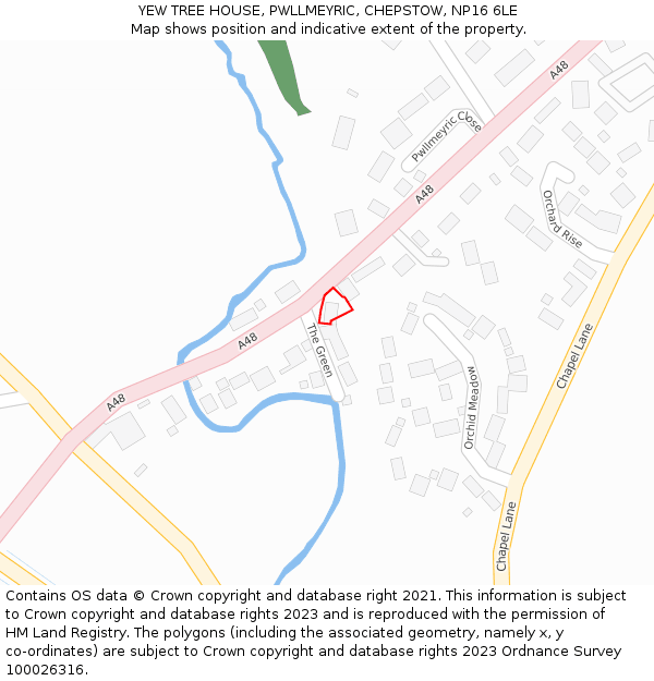 YEW TREE HOUSE, PWLLMEYRIC, CHEPSTOW, NP16 6LE: Location map and indicative extent of plot