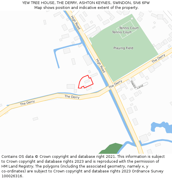 YEW TREE HOUSE, THE DERRY, ASHTON KEYNES, SWINDON, SN6 6PW: Location map and indicative extent of plot