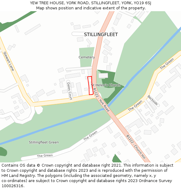 YEW TREE HOUSE, YORK ROAD, STILLINGFLEET, YORK, YO19 6SJ: Location map and indicative extent of plot