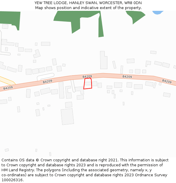 YEW TREE LODGE, HANLEY SWAN, WORCESTER, WR8 0DN: Location map and indicative extent of plot