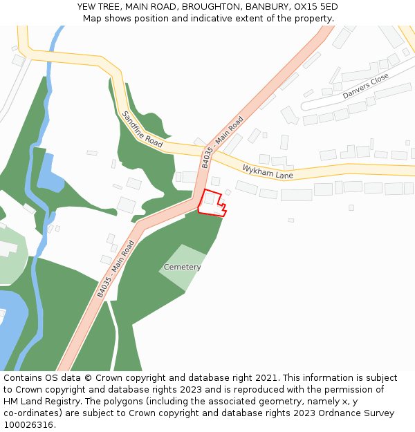 YEW TREE, MAIN ROAD, BROUGHTON, BANBURY, OX15 5ED: Location map and indicative extent of plot