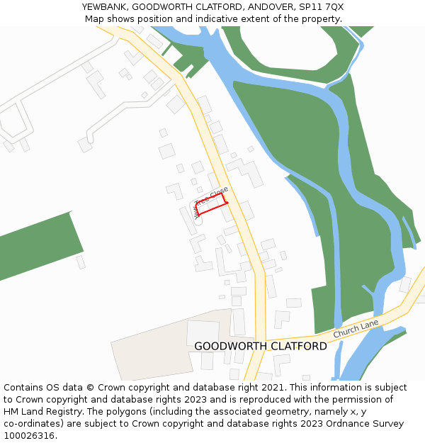 YEWBANK, GOODWORTH CLATFORD, ANDOVER, SP11 7QX: Location map and indicative extent of plot