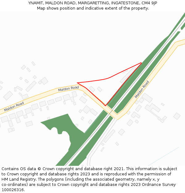 YNAMIT, MALDON ROAD, MARGARETTING, INGATESTONE, CM4 9JP: Location map and indicative extent of plot