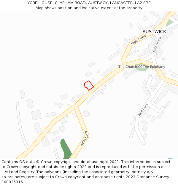 YORE HOUSE, CLAPHAM ROAD, AUSTWICK, LANCASTER, LA2 8BE: Location map and indicative extent of plot