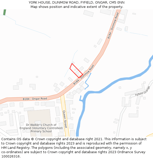 YORK HOUSE, DUNMOW ROAD, FYFIELD, ONGAR, CM5 0NN: Location map and indicative extent of plot