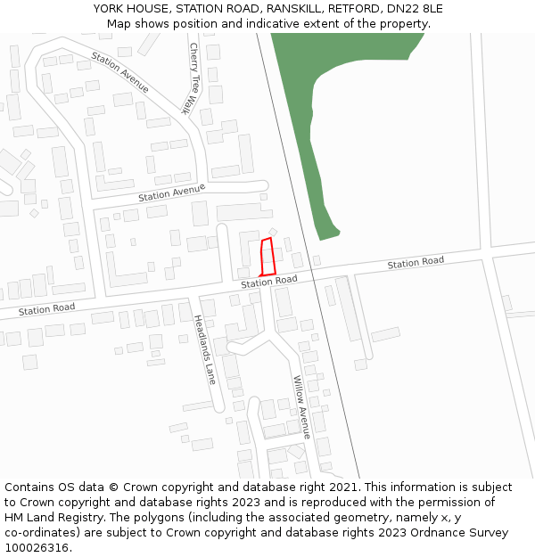 YORK HOUSE, STATION ROAD, RANSKILL, RETFORD, DN22 8LE: Location map and indicative extent of plot