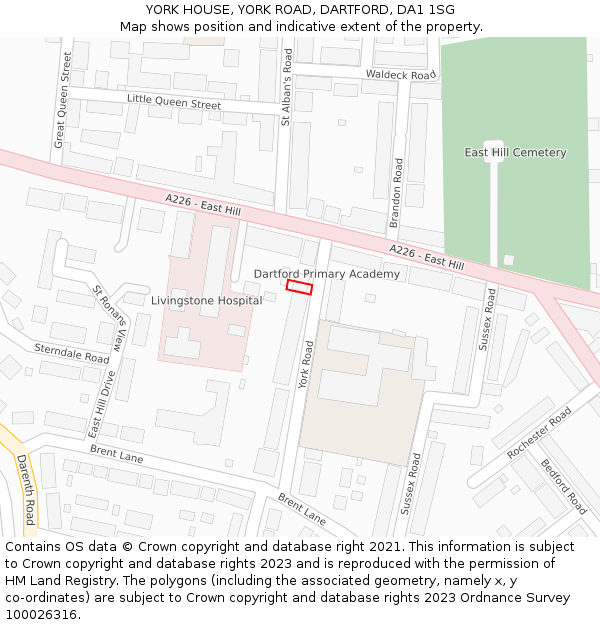 YORK HOUSE, YORK ROAD, DARTFORD, DA1 1SG: Location map and indicative extent of plot