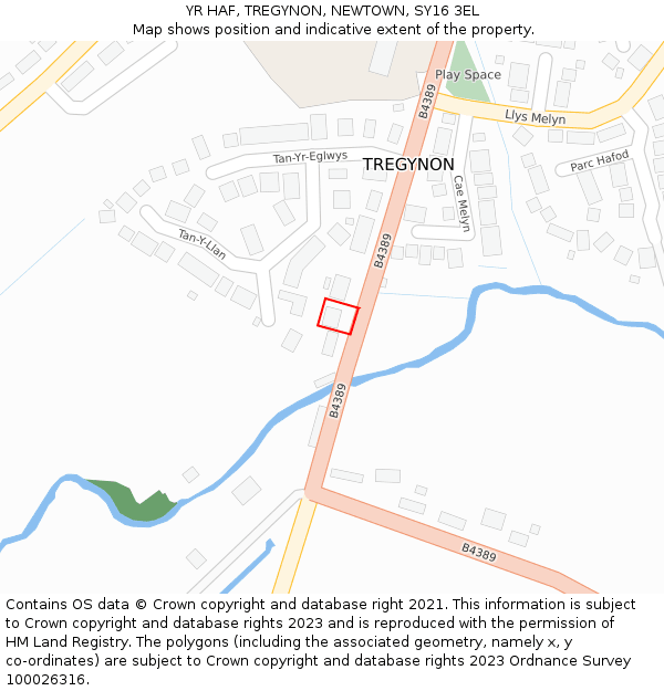 YR HAF, TREGYNON, NEWTOWN, SY16 3EL: Location map and indicative extent of plot