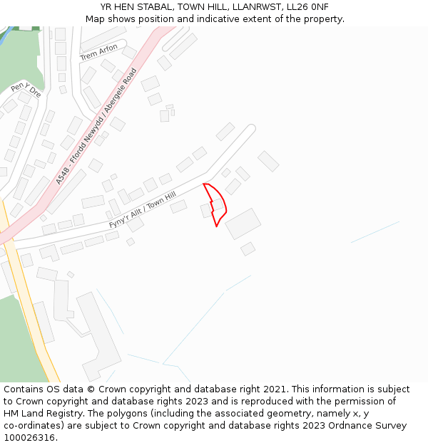 YR HEN STABAL, TOWN HILL, LLANRWST, LL26 0NF: Location map and indicative extent of plot
