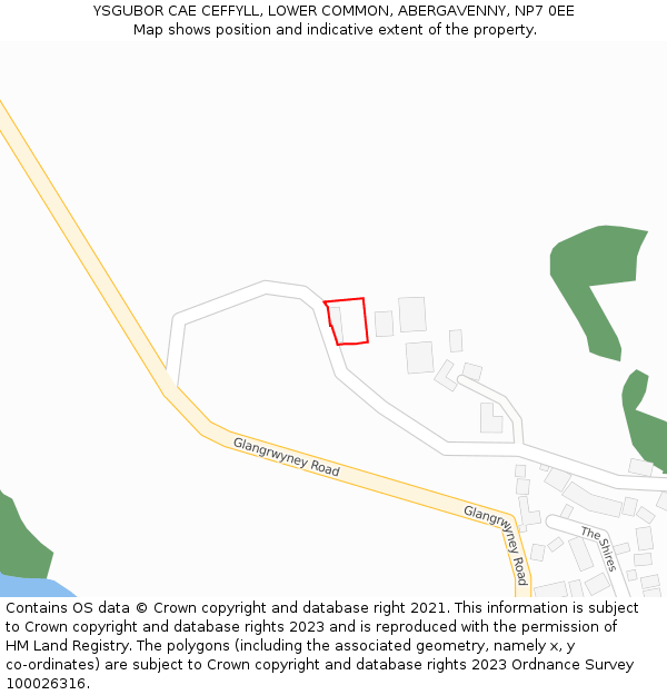 YSGUBOR CAE CEFFYLL, LOWER COMMON, ABERGAVENNY, NP7 0EE: Location map and indicative extent of plot