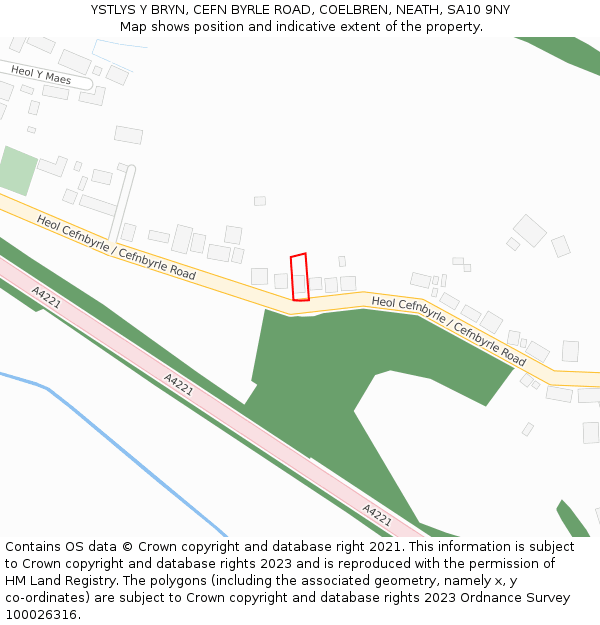 YSTLYS Y BRYN, CEFN BYRLE ROAD, COELBREN, NEATH, SA10 9NY: Location map and indicative extent of plot