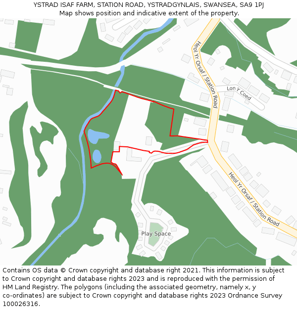 YSTRAD ISAF FARM, STATION ROAD, YSTRADGYNLAIS, SWANSEA, SA9 1PJ: Location map and indicative extent of plot