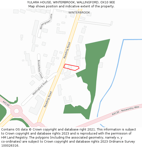 YULARA HOUSE, WINTERBROOK, WALLINGFORD, OX10 9EE: Location map and indicative extent of plot