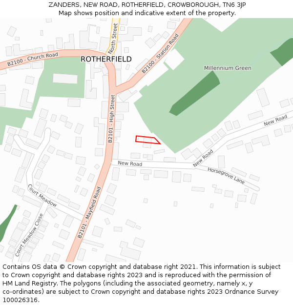 ZANDERS, NEW ROAD, ROTHERFIELD, CROWBOROUGH, TN6 3JP: Location map and indicative extent of plot