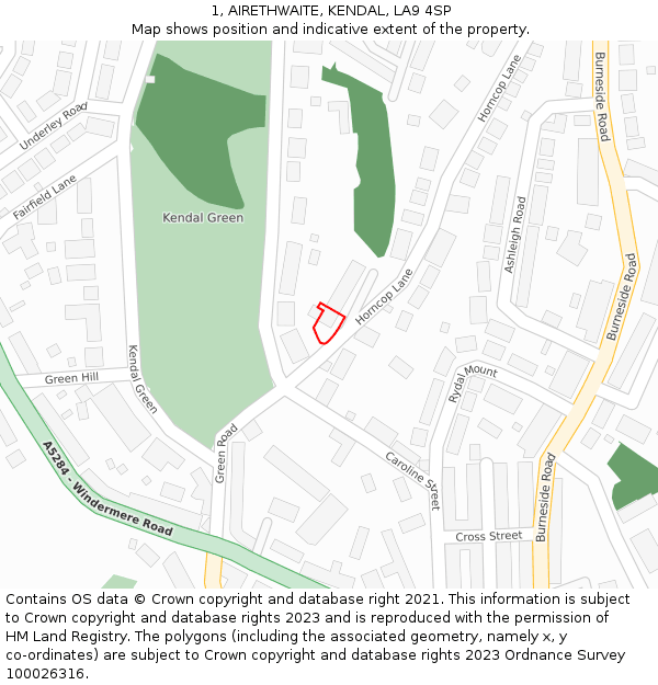 1, AIRETHWAITE, KENDAL, LA9 4SP: Location map and indicative extent of plot