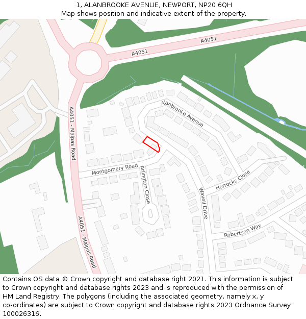 1, ALANBROOKE AVENUE, NEWPORT, NP20 6QH: Location map and indicative extent of plot