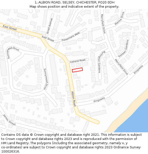 1, ALBION ROAD, SELSEY, CHICHESTER, PO20 0DH: Location map and indicative extent of plot