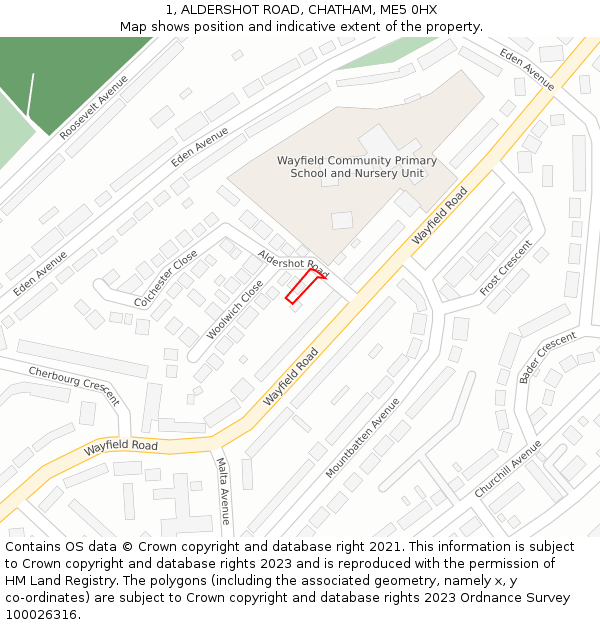 1, ALDERSHOT ROAD, CHATHAM, ME5 0HX: Location map and indicative extent of plot