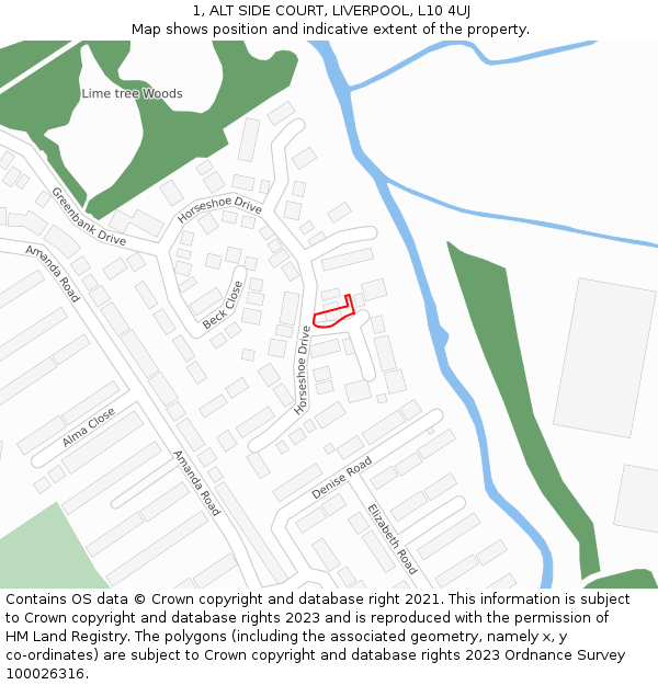 1, ALT SIDE COURT, LIVERPOOL, L10 4UJ: Location map and indicative extent of plot