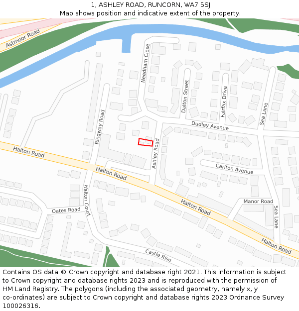 1, ASHLEY ROAD, RUNCORN, WA7 5SJ: Location map and indicative extent of plot