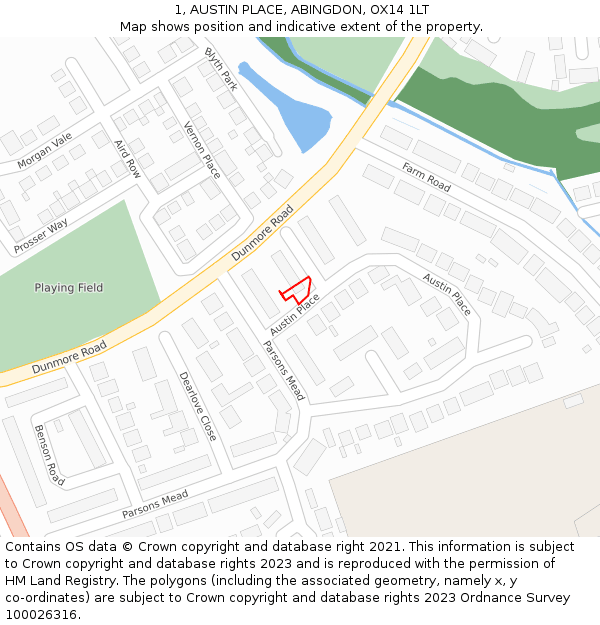 1, AUSTIN PLACE, ABINGDON, OX14 1LT: Location map and indicative extent of plot