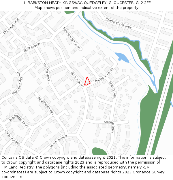 1, BARKSTON HEATH KINGSWAY, QUEDGELEY, GLOUCESTER, GL2 2EF: Location map and indicative extent of plot