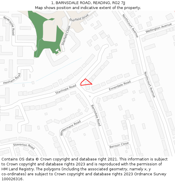 1, BARNSDALE ROAD, READING, RG2 7JJ: Location map and indicative extent of plot