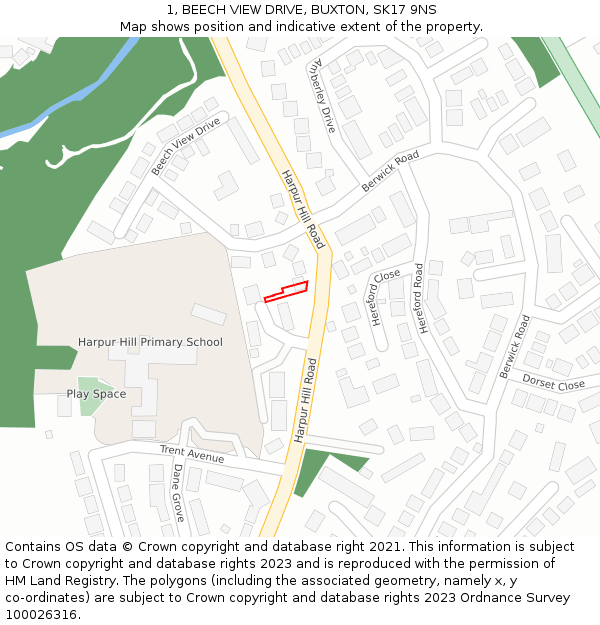 1, BEECH VIEW DRIVE, BUXTON, SK17 9NS: Location map and indicative extent of plot