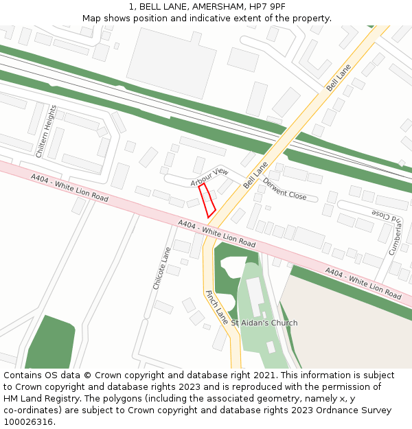 1, BELL LANE, AMERSHAM, HP7 9PF: Location map and indicative extent of plot