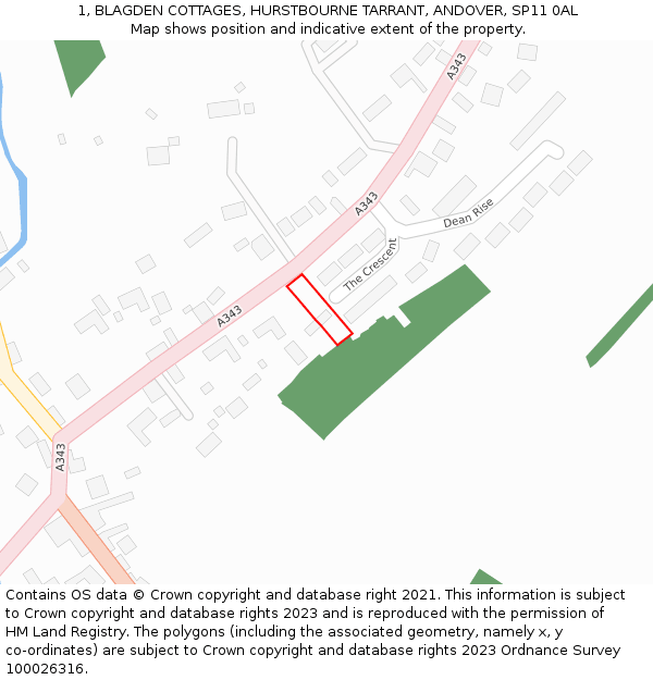 1, BLAGDEN COTTAGES, HURSTBOURNE TARRANT, ANDOVER, SP11 0AL: Location map and indicative extent of plot
