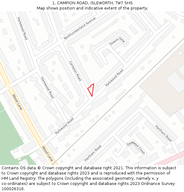1, CAMPION ROAD, ISLEWORTH, TW7 5HS: Location map and indicative extent of plot