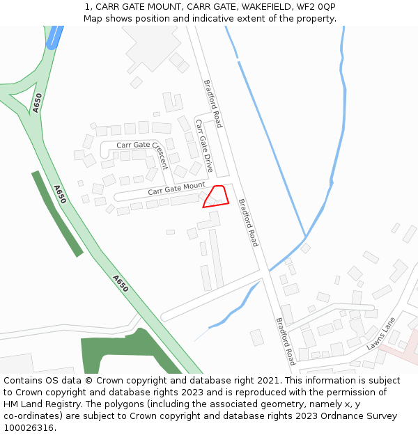 1, CARR GATE MOUNT, CARR GATE, WAKEFIELD, WF2 0QP: Location map and indicative extent of plot