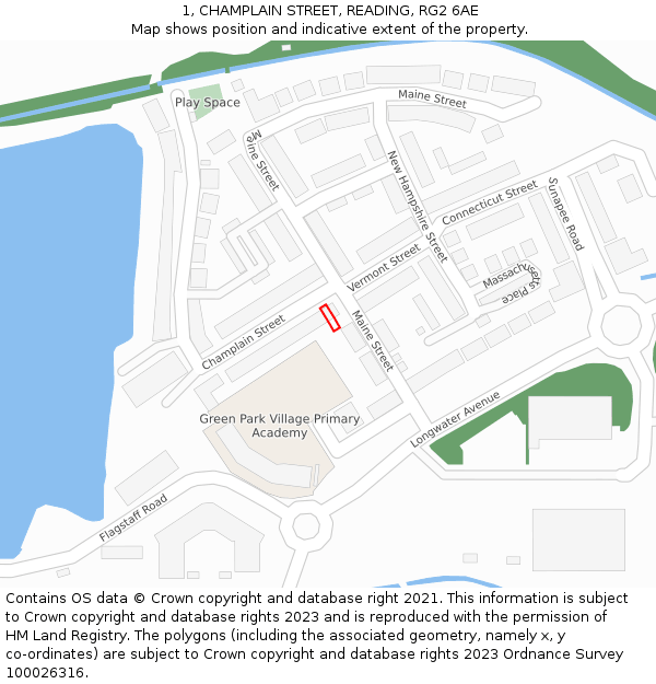 1, CHAMPLAIN STREET, READING, RG2 6AE: Location map and indicative extent of plot