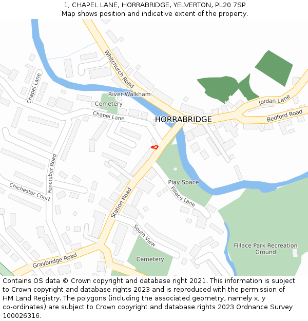 1, CHAPEL LANE, HORRABRIDGE, YELVERTON, PL20 7SP: Location map and indicative extent of plot