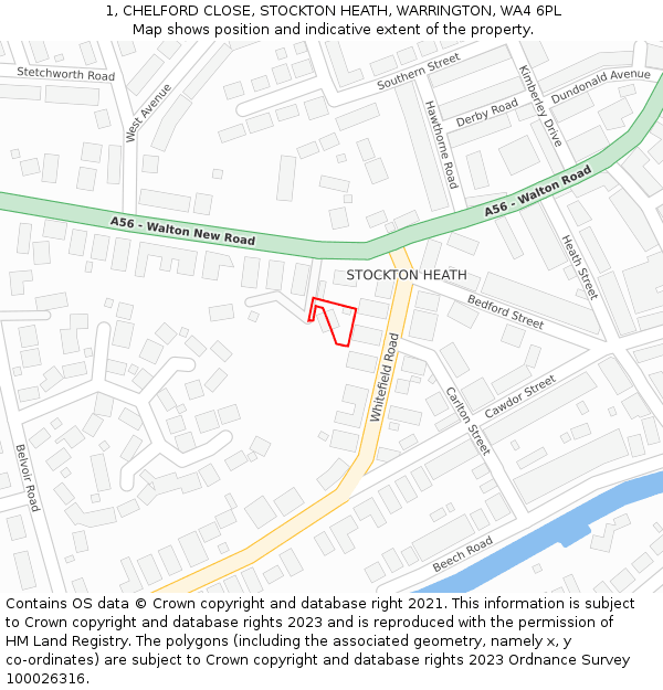 1, CHELFORD CLOSE, STOCKTON HEATH, WARRINGTON, WA4 6PL: Location map and indicative extent of plot